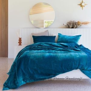 Aqua velvet duvet queen size